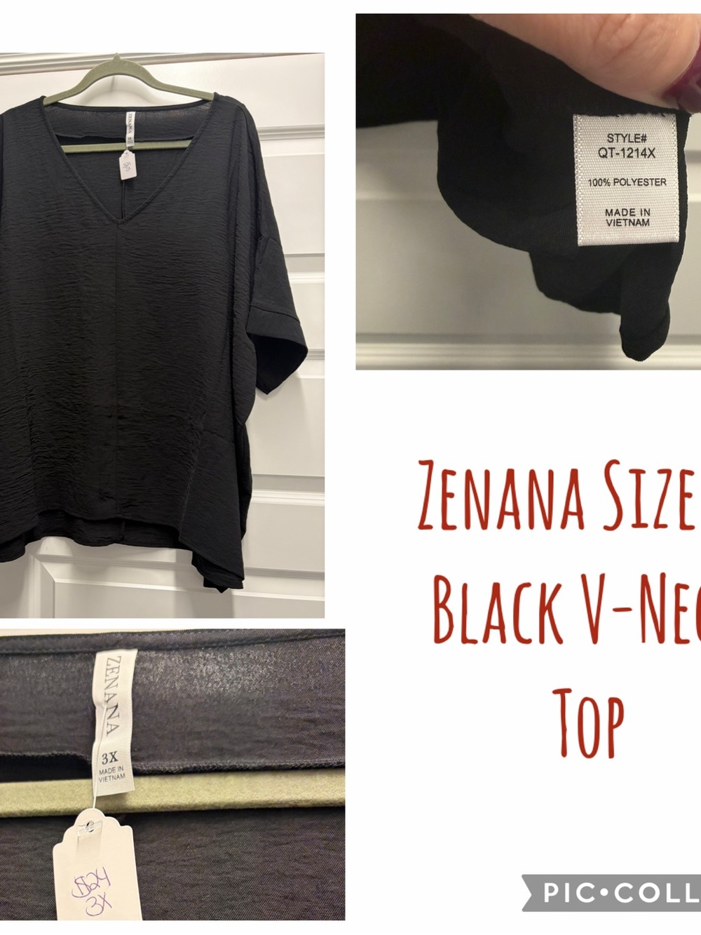Zenana Outfitters Black Textured V-Neck Tunic Top